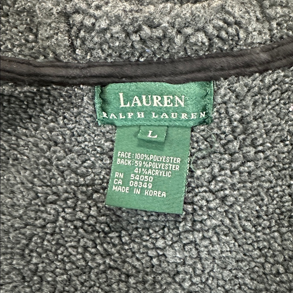 Lauren Ralph Lauren Sz L Women’s Solid Black Fleece Lined Full Zip Hooded Pocket - Picture 7 of 7